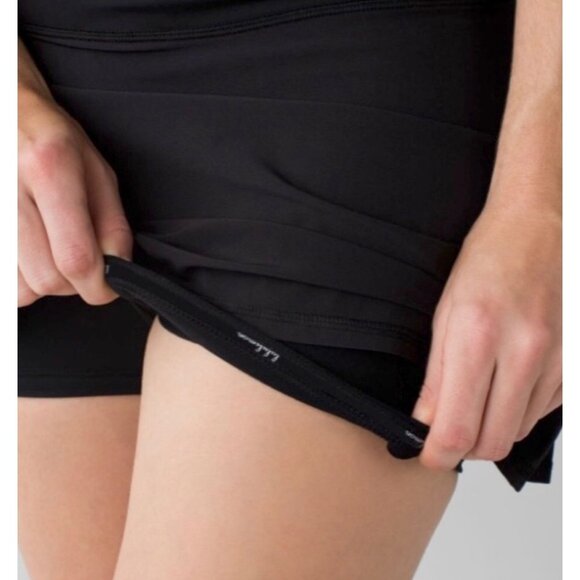 Lululemon Black Pace Setter Mini Skirt Skort Size 6 Small Running Tennis - Picture 2 of 5